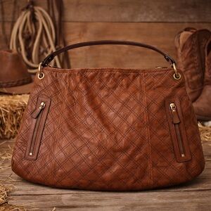 ANTONIO MELANI Tan Quilted Hobo Bag